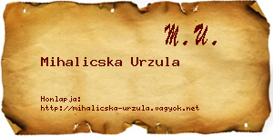 Mihalicska Urzula névjegykártya